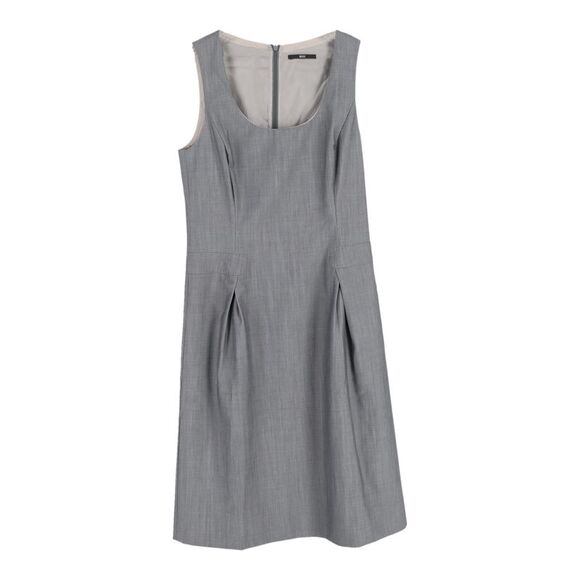 Hugo Boss Sleeveless Shift Dress in Grey Wool